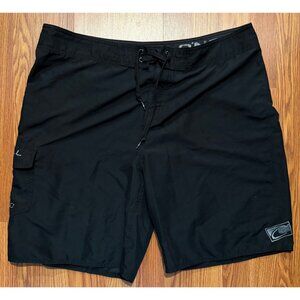 O’Neil Board Shorts Mens 36 10" Black Swim Trunks Beach Cargo Style Pocket